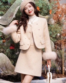 Winter package hip skirt liner down woolen coat a set
