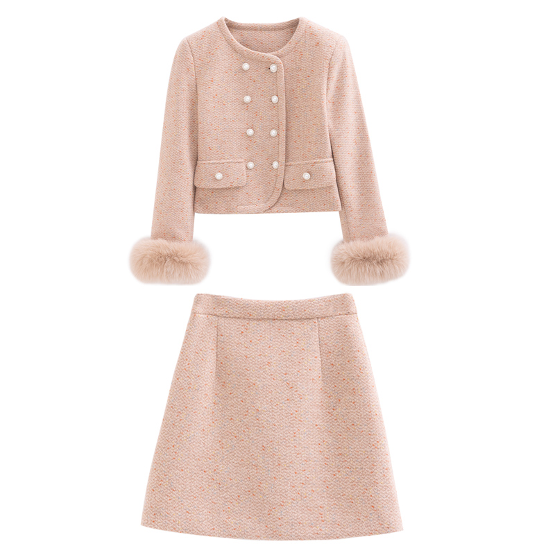 Winter package hip skirt liner down woolen coat a set