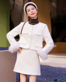 Fox fur christmas down short skirt duck down winter coat a set