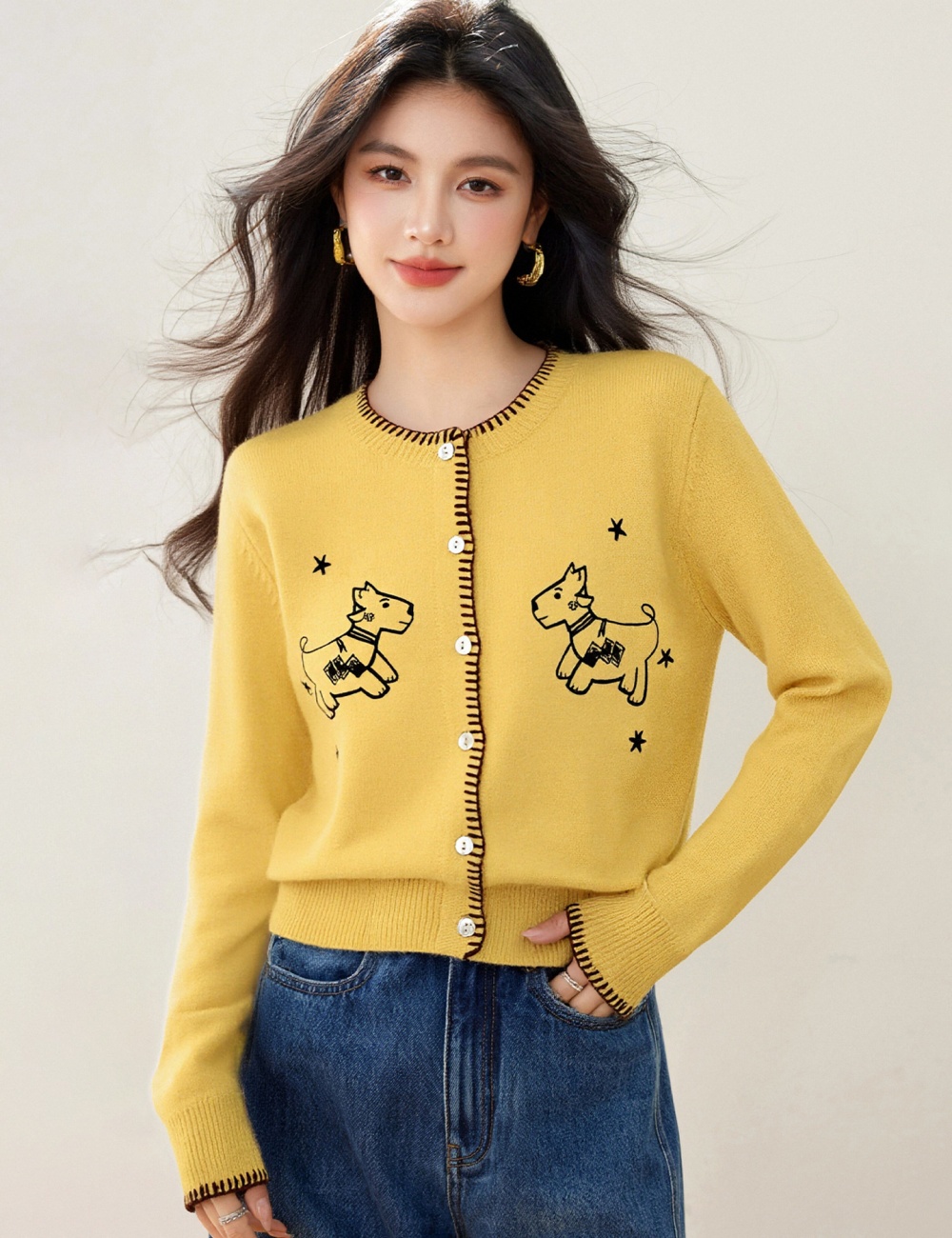Embroidery coat Korean style tops for women