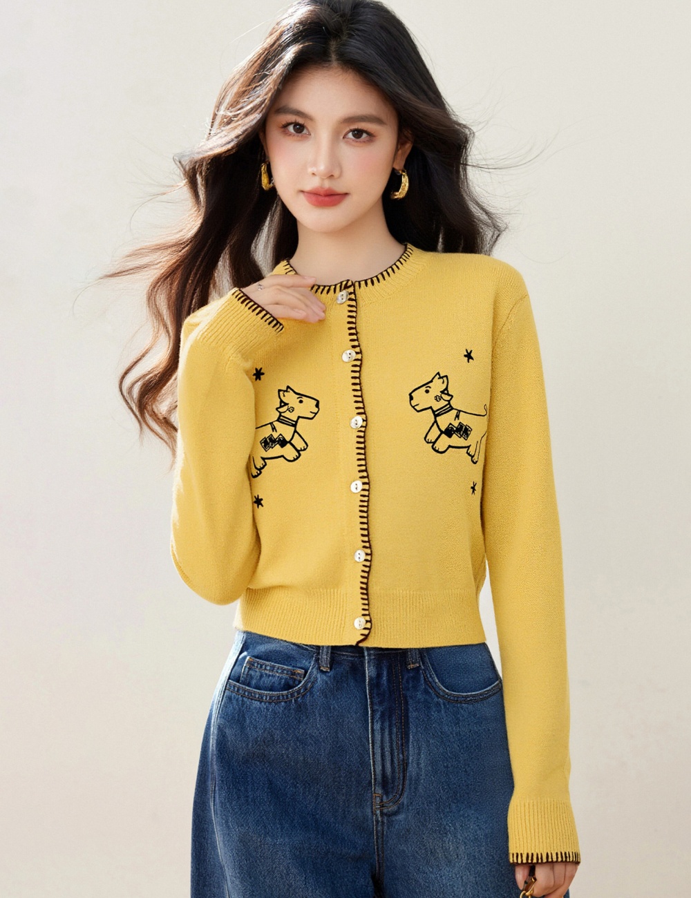 Embroidery coat Korean style tops for women