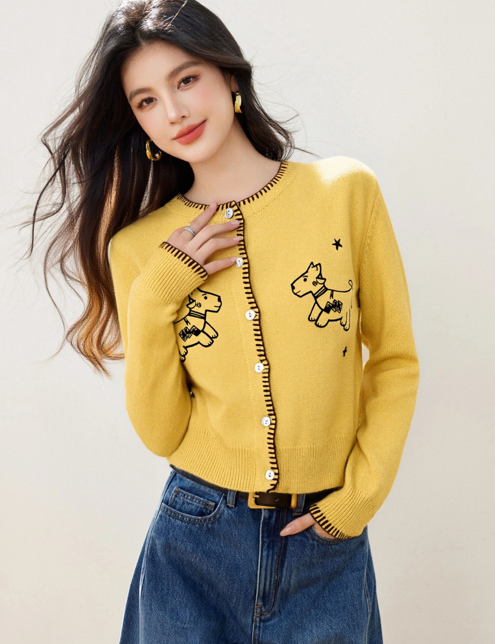Embroidery coat Korean style tops for women