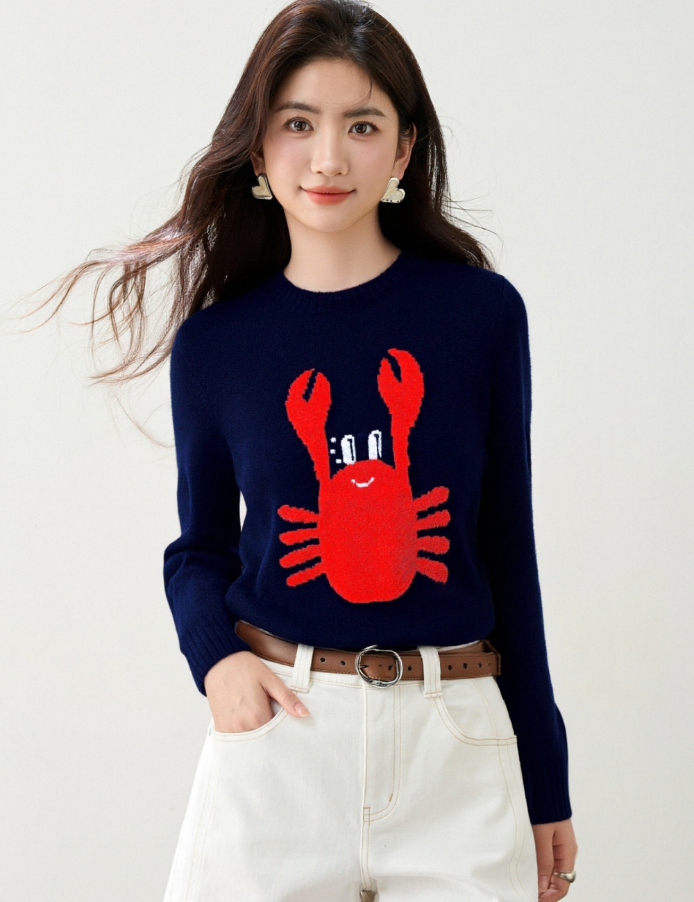 Round neck knitted sweater show young all-match tops