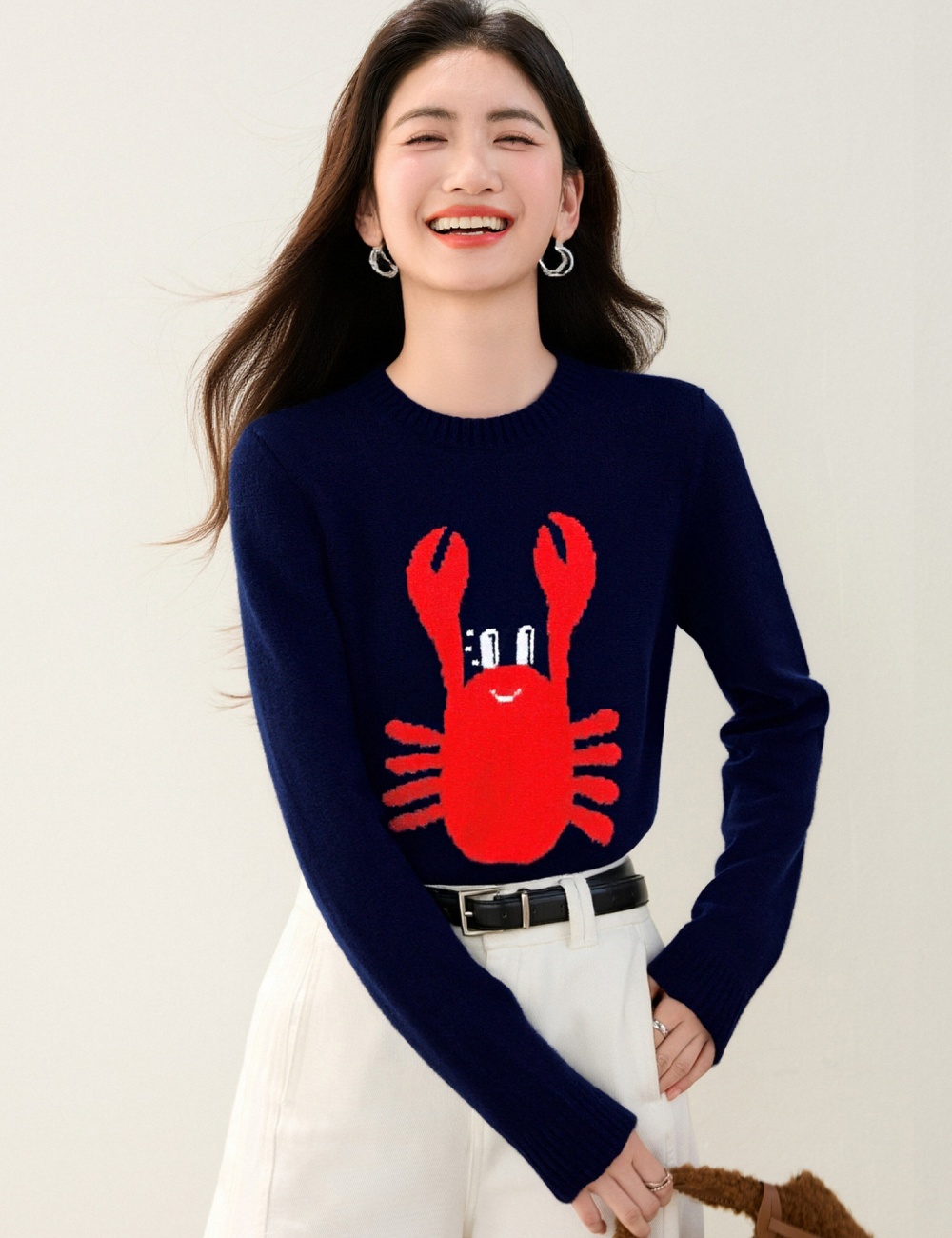 Round neck knitted sweater show young all-match tops