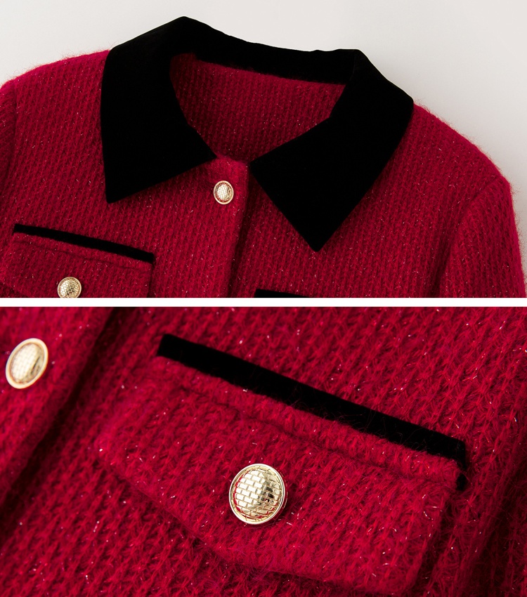 France style lapel jacket winter long skirt 2pcs set