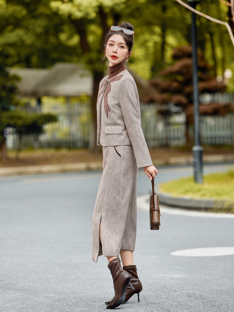Beading chanelstyle coat embroidery skirt a set