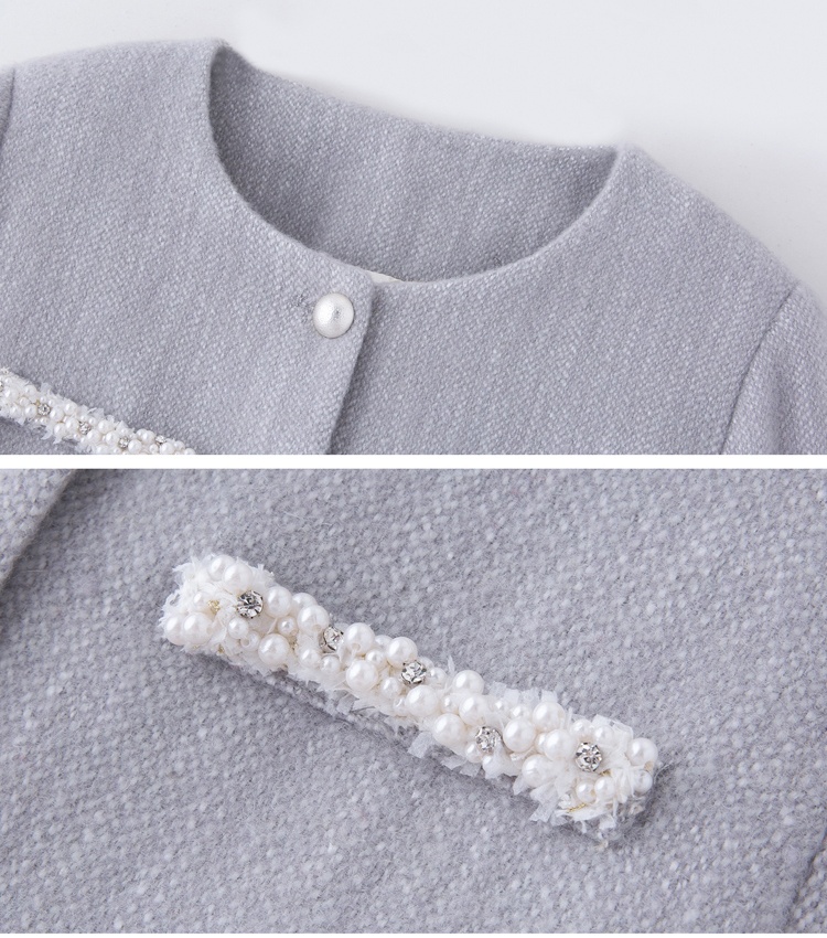 Woolen chanelstyle short skirt winter tops 2pcs set for women