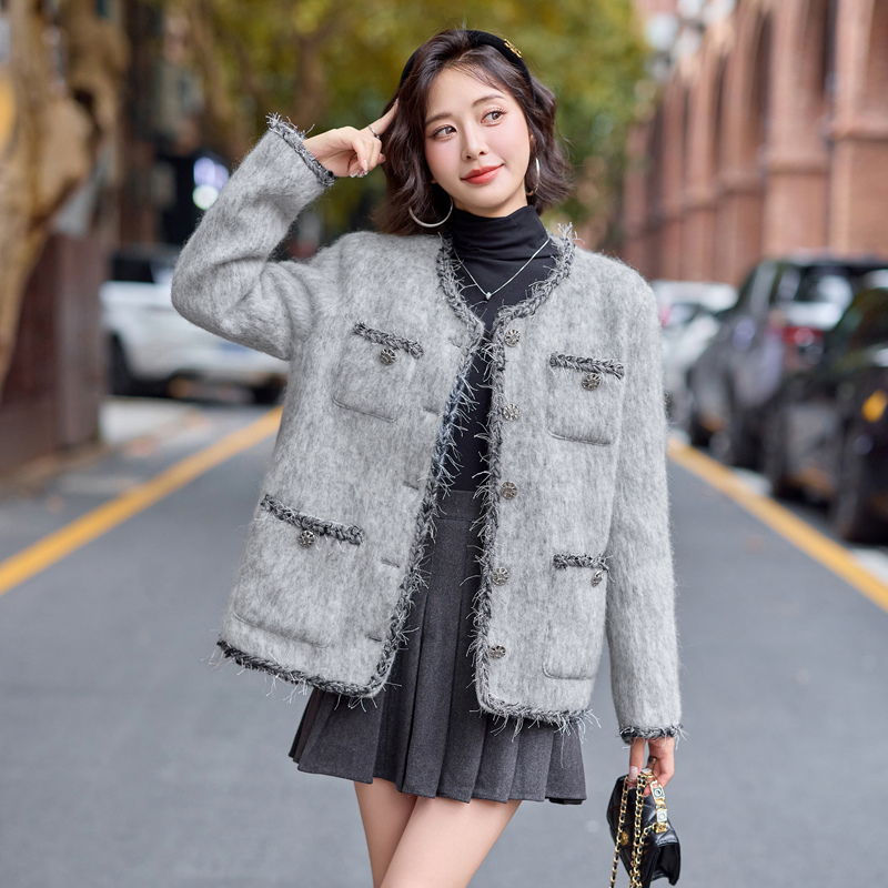 Mohair chanelstyle coat duck down winter down coat