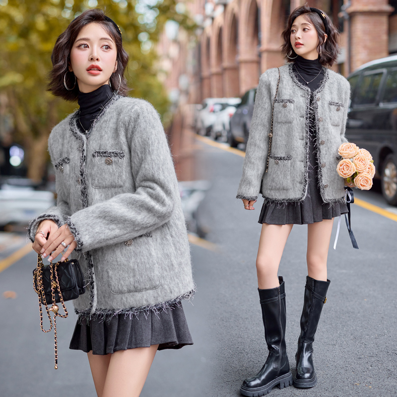 Mohair chanelstyle coat duck down winter down coat