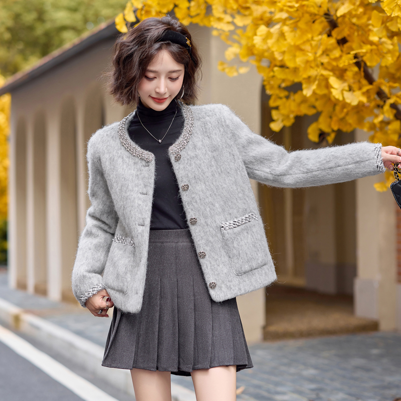 Thick winter chanelstyle woolen coat woolen down coat