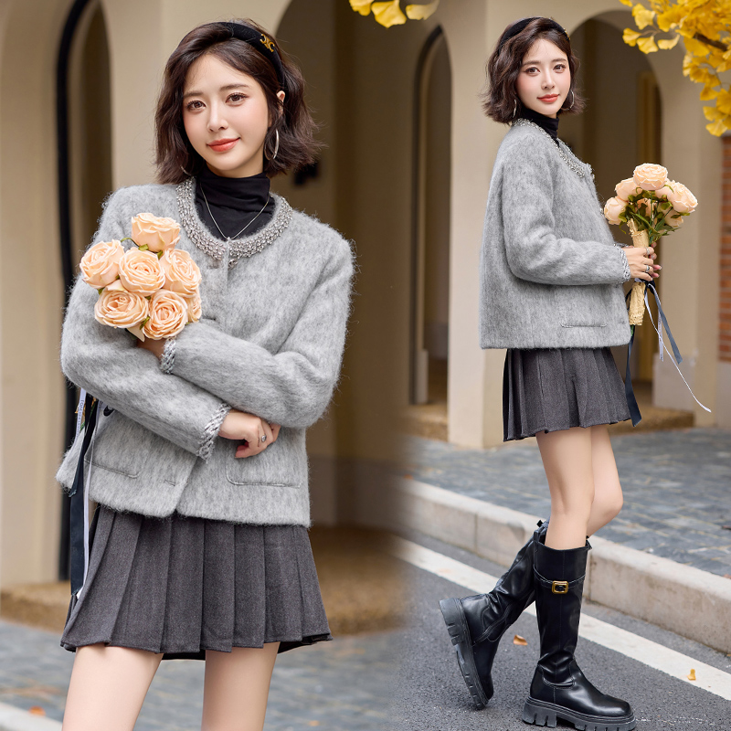 Thick winter chanelstyle woolen coat woolen down coat