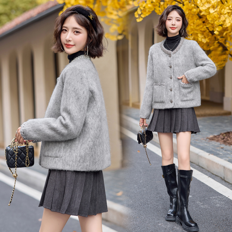 Thick winter chanelstyle woolen coat woolen down coat