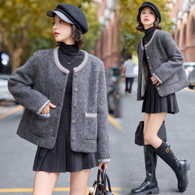 Thick winter chanelstyle woolen coat woolen down coat