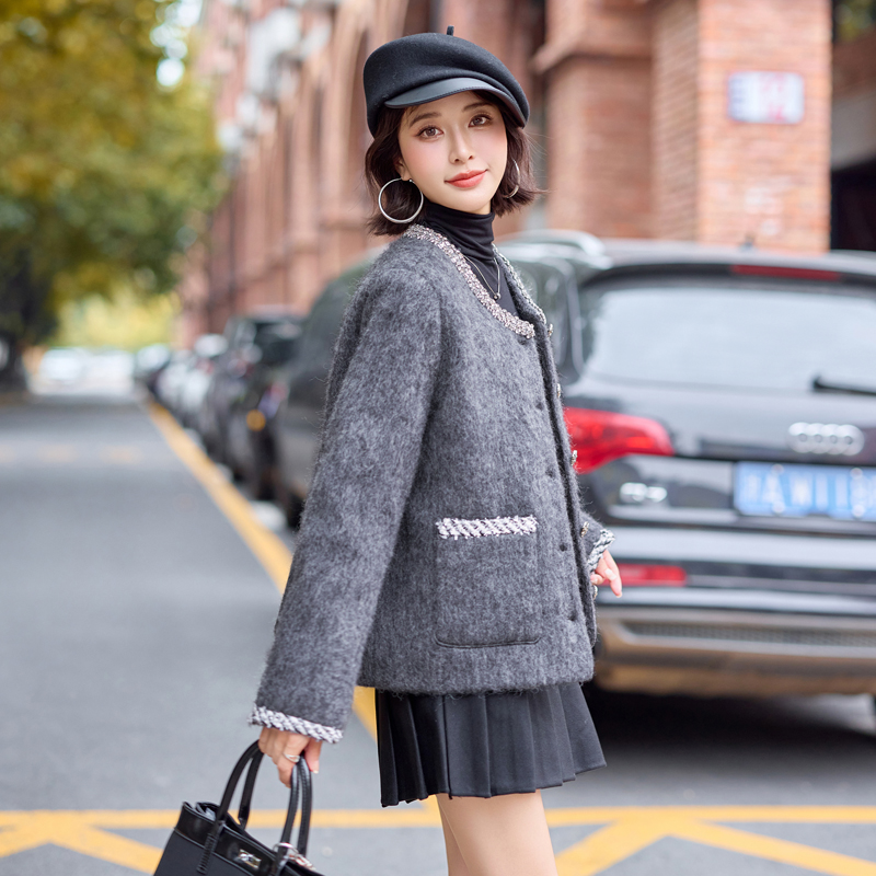 Thick winter chanelstyle woolen coat woolen down coat