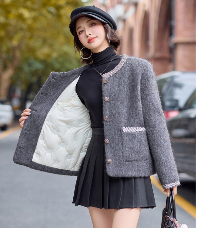 Thick winter chanelstyle woolen coat woolen down coat