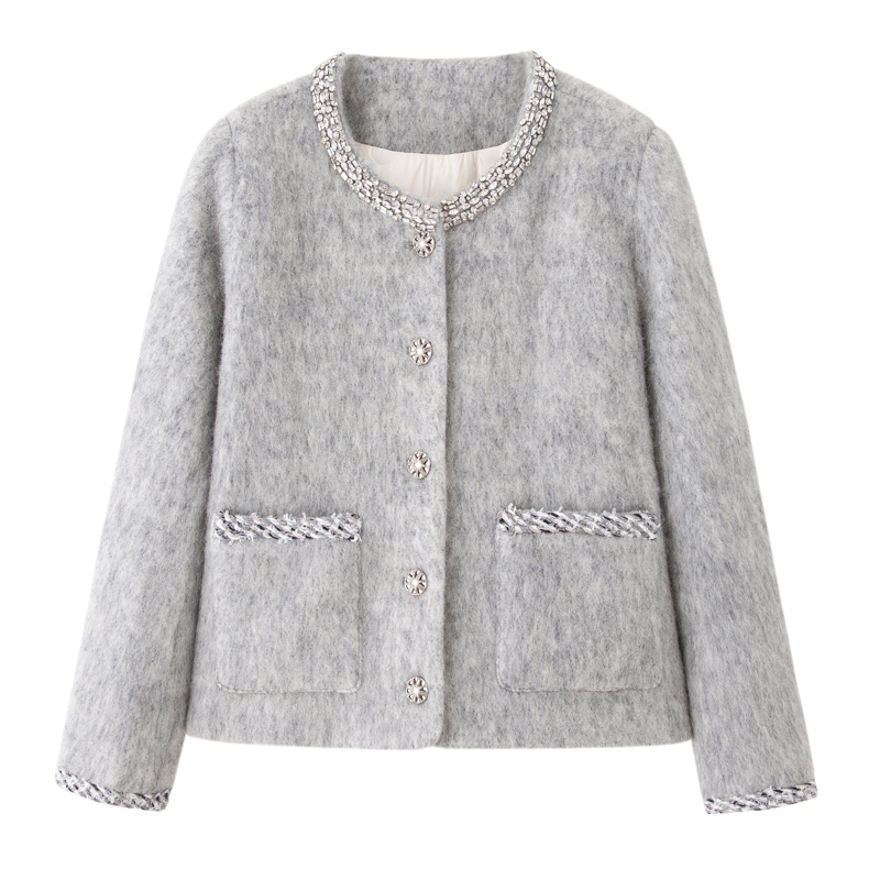 Thick winter chanelstyle woolen coat woolen down coat