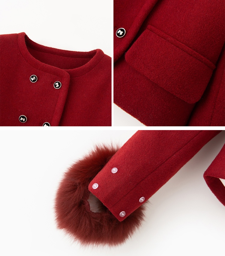 Pink down temperament fox fur skirt 2pcs set for women