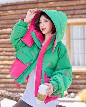 Thick mixed colors bread clothing short down coat