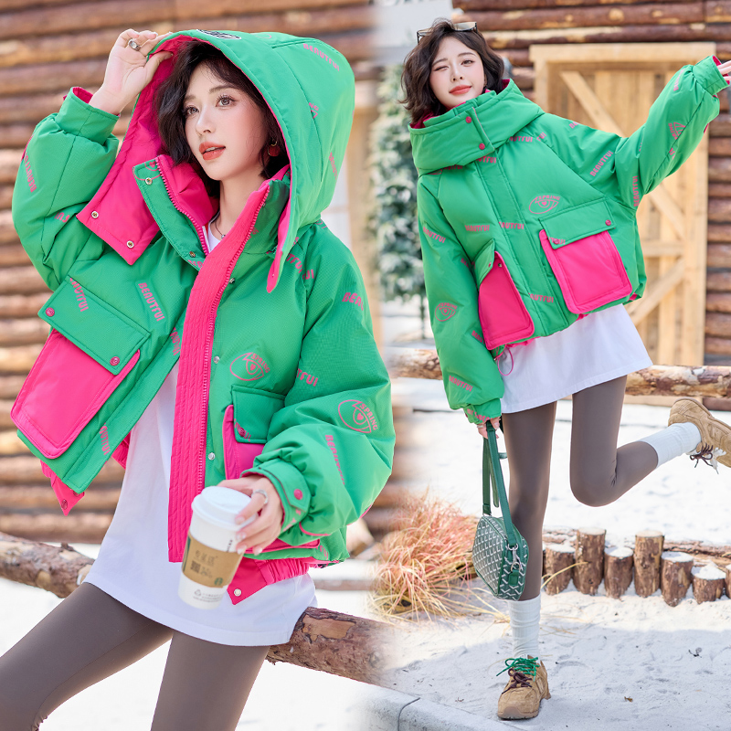 Thick mixed colors bread clothing short down coat