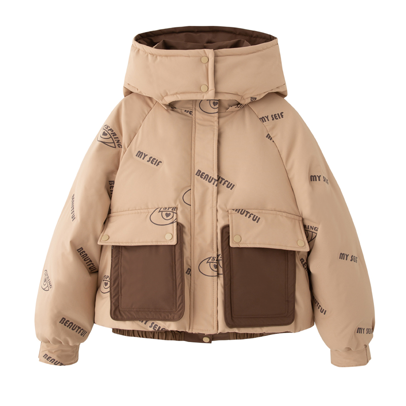 Thick mixed colors bread clothing short down coat