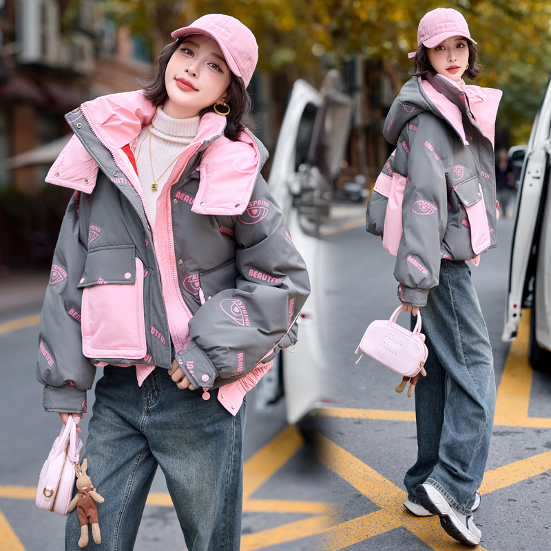 Thick mixed colors bread clothing short down coat