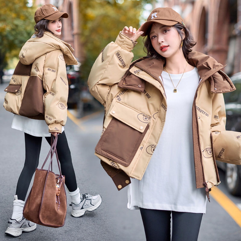 Thick mixed colors bread clothing short down coat