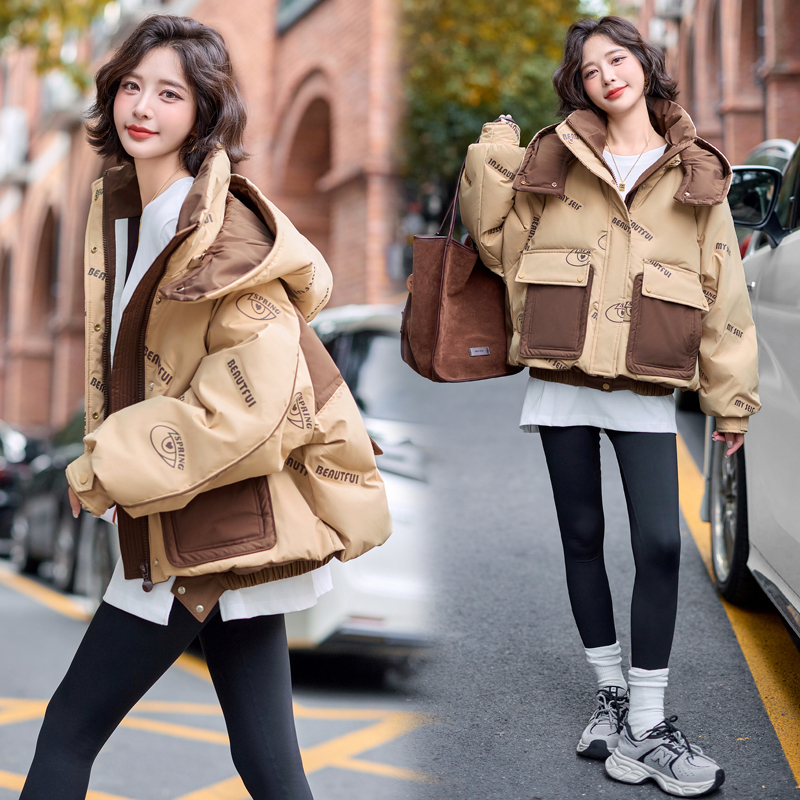 Thick mixed colors bread clothing short down coat