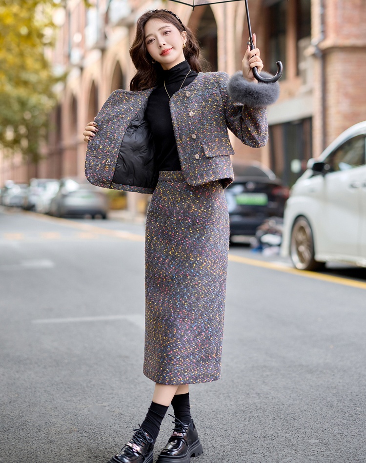 Woolen light luxury skirt a set for women