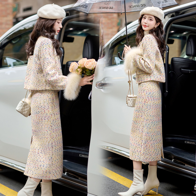 Woolen light luxury skirt a set for women