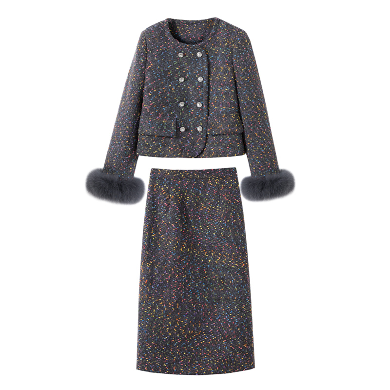 Woolen light luxury skirt a set for women