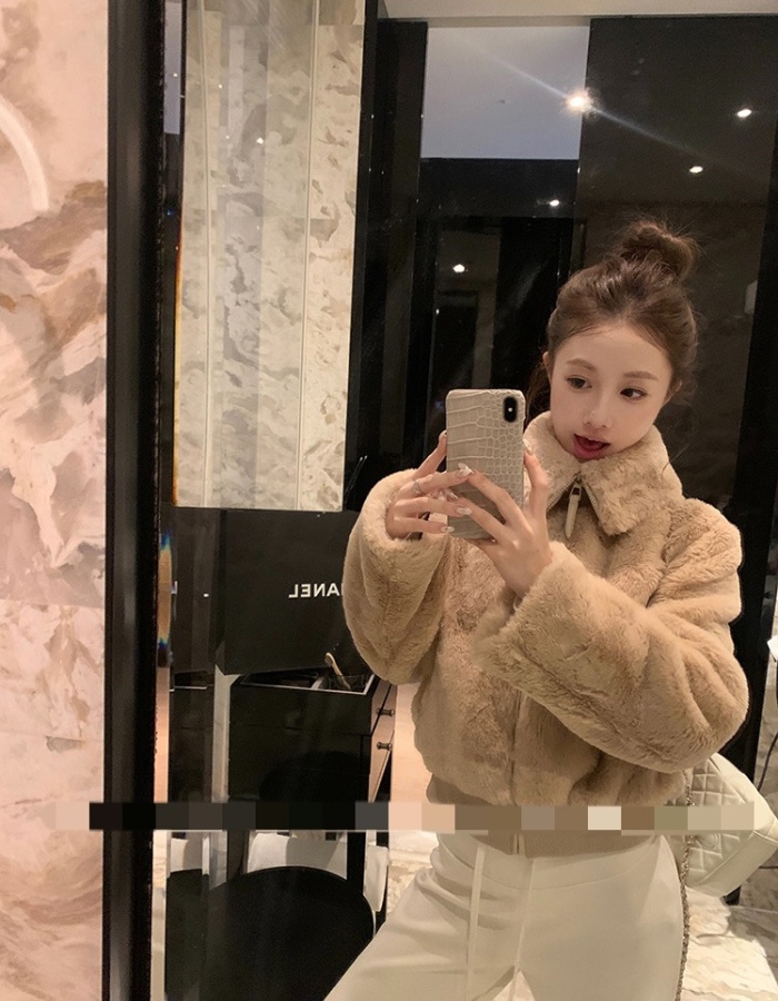 Fashion velvet jacket fur coat winter tops for women