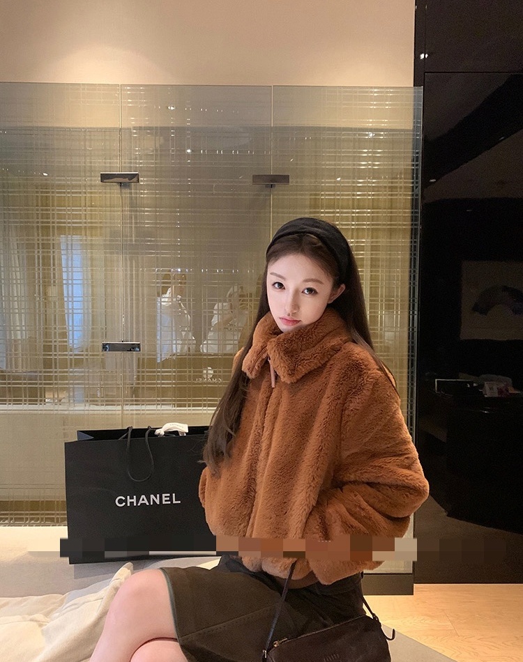 Fashion velvet jacket fur coat winter tops for women