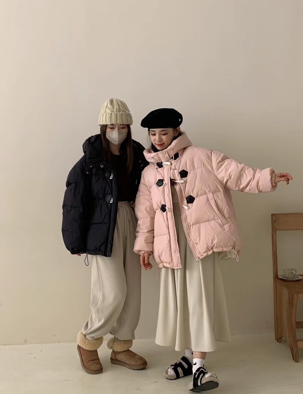 Horn buckle bread clothing short coat for women