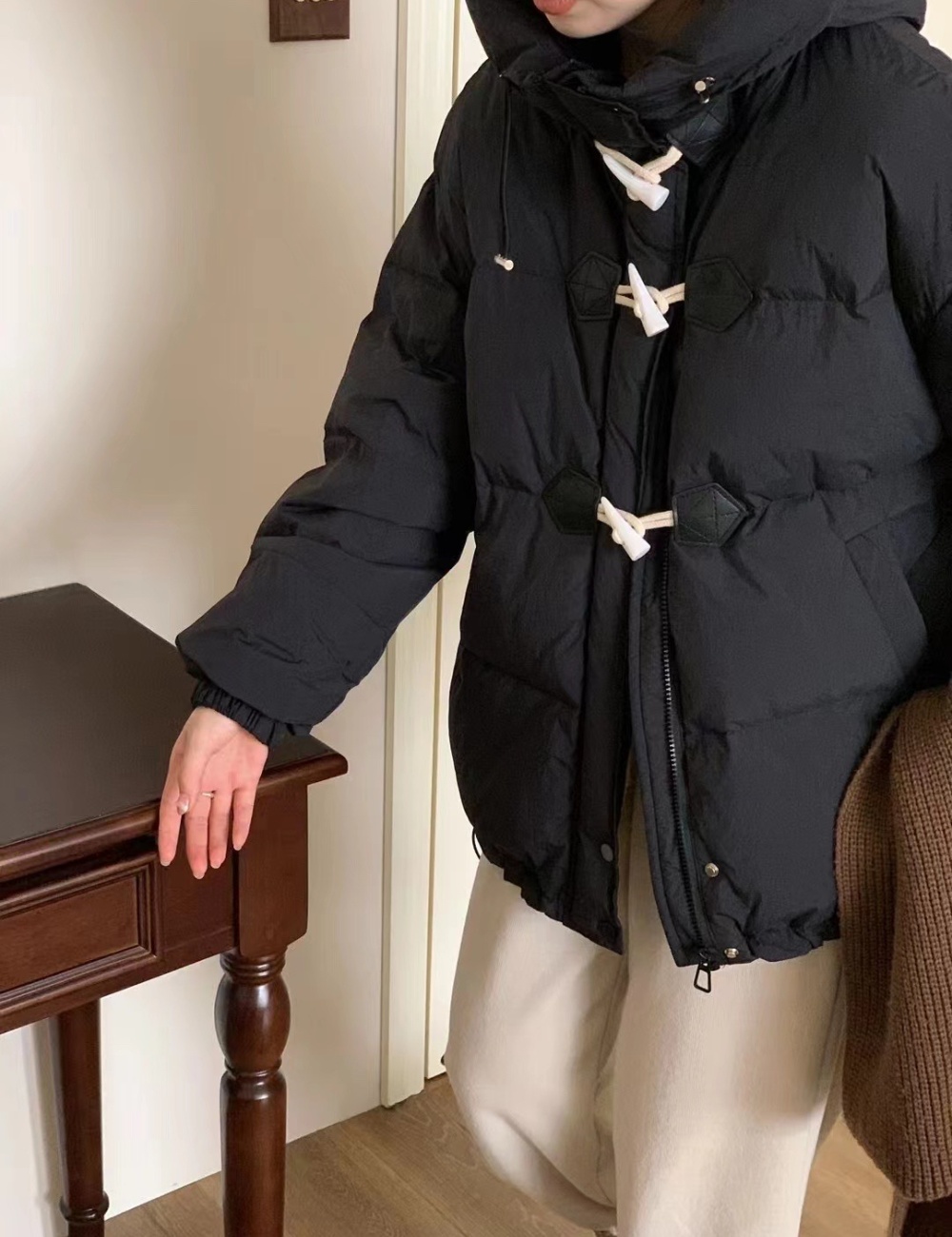 Horn buckle bread clothing short coat for women