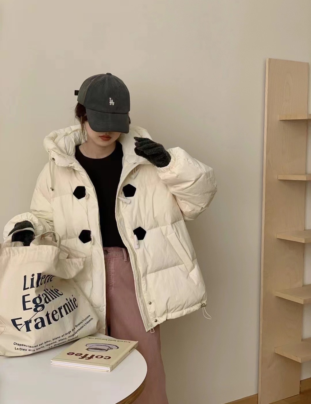 Horn buckle bread clothing short coat for women