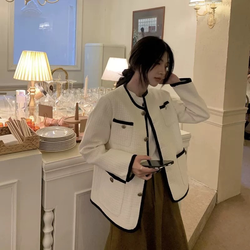 Korean style chanelstyle coat France style tops for women