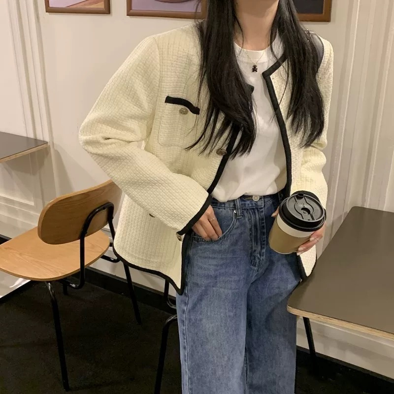 Korean style chanelstyle coat France style tops for women