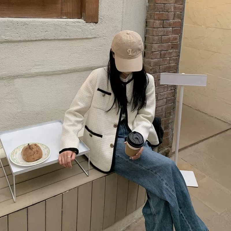 Korean style chanelstyle coat France style tops for women