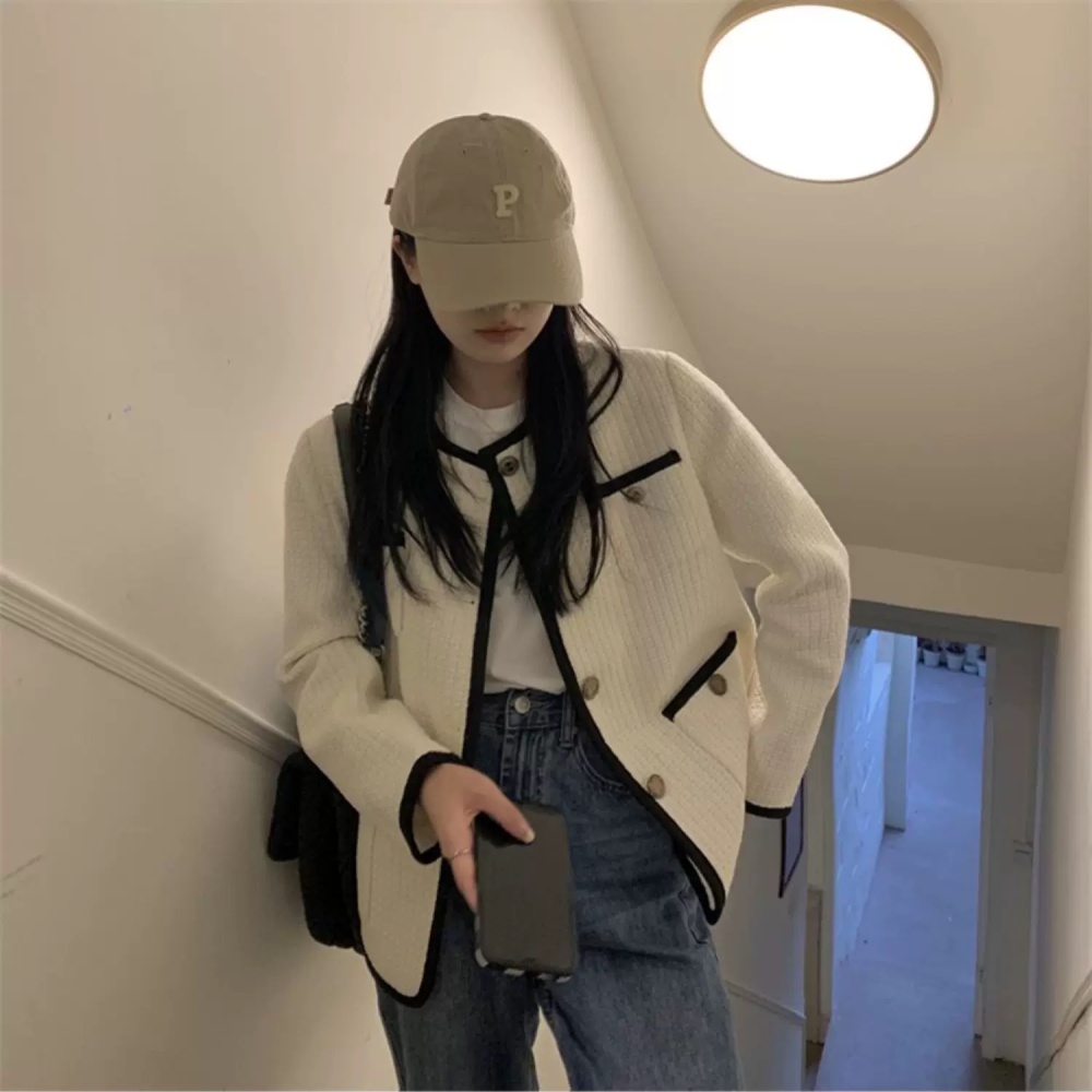 Korean style chanelstyle coat France style tops for women