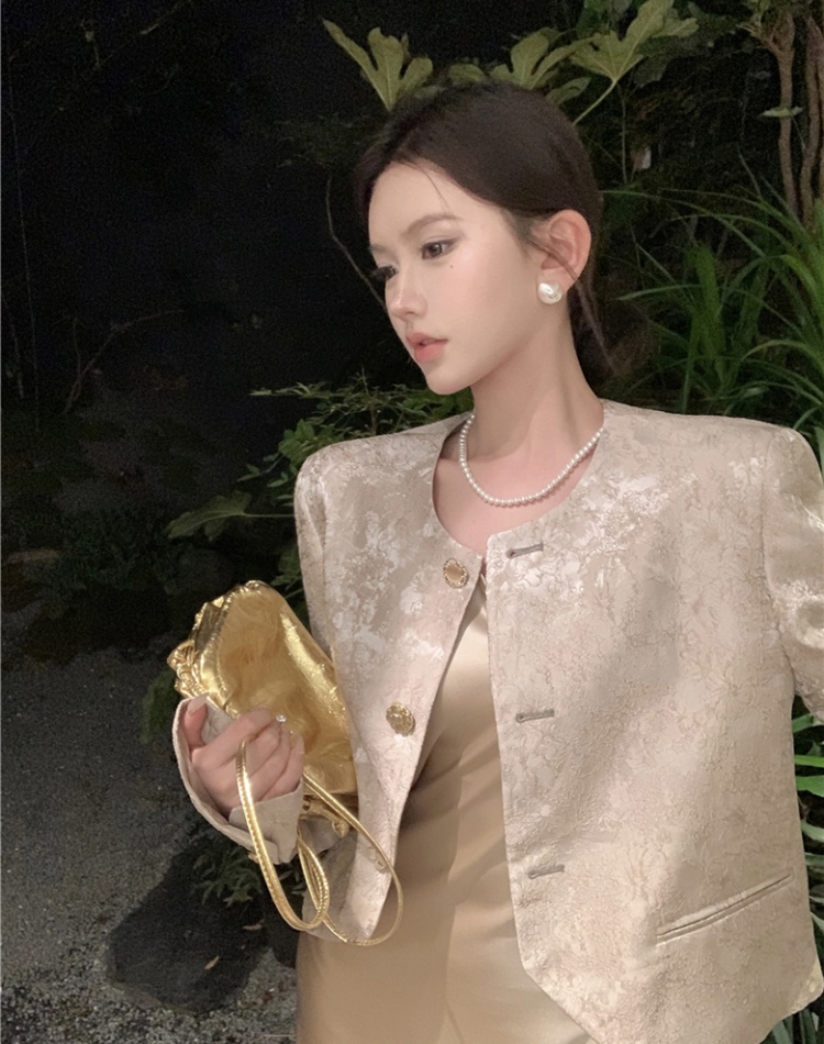 Sling chanelstyle coat satin dress a set for women