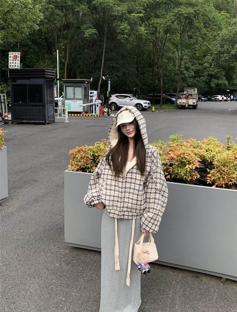 Long sleeve woolen chanelstyle autumn hooded bat sleeve coat