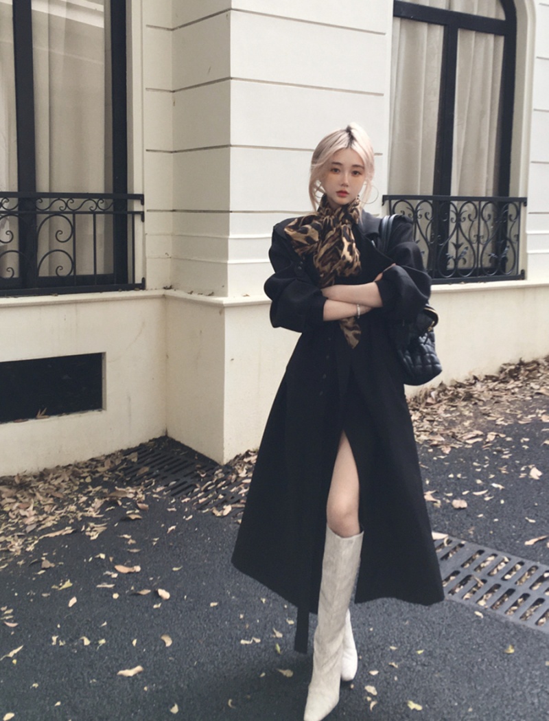 Casual exceed knee windbreaker long British style overcoat