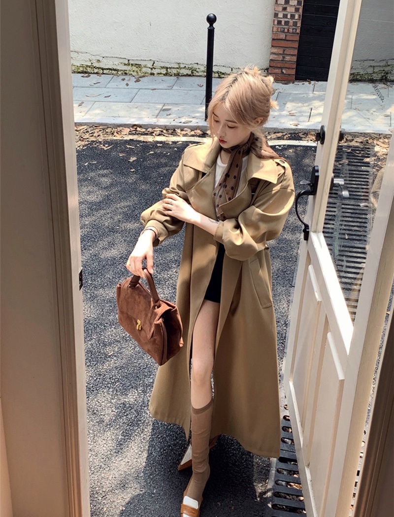 Casual exceed knee windbreaker long British style overcoat