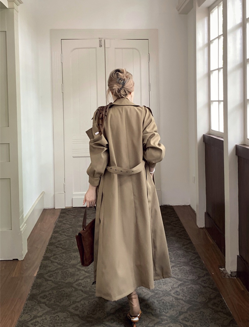 Casual exceed knee windbreaker long British style overcoat