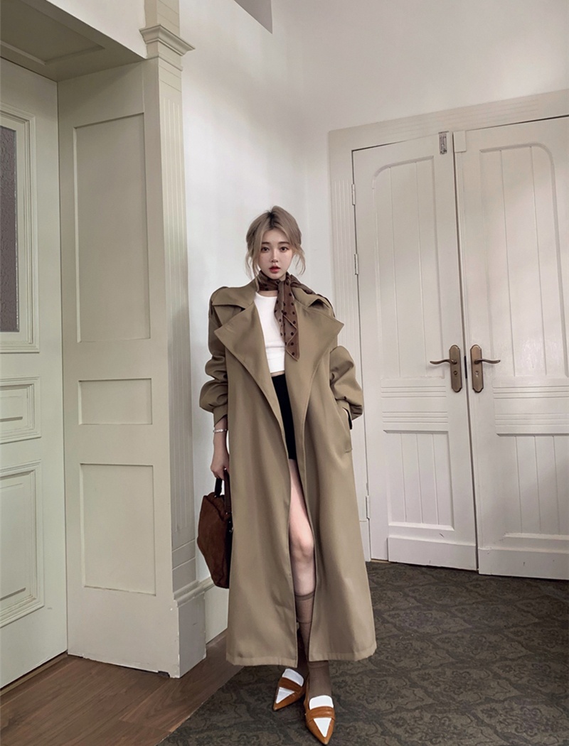 Casual exceed knee windbreaker long British style overcoat