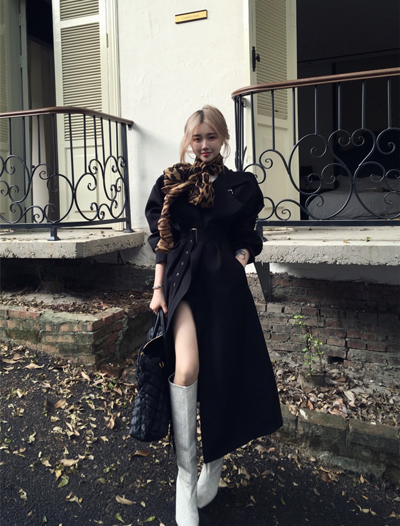 Casual exceed knee windbreaker long British style overcoat