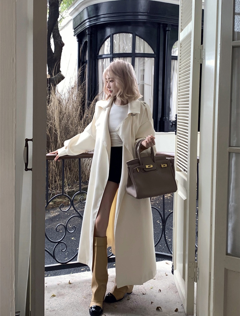 Casual exceed knee windbreaker long British style overcoat