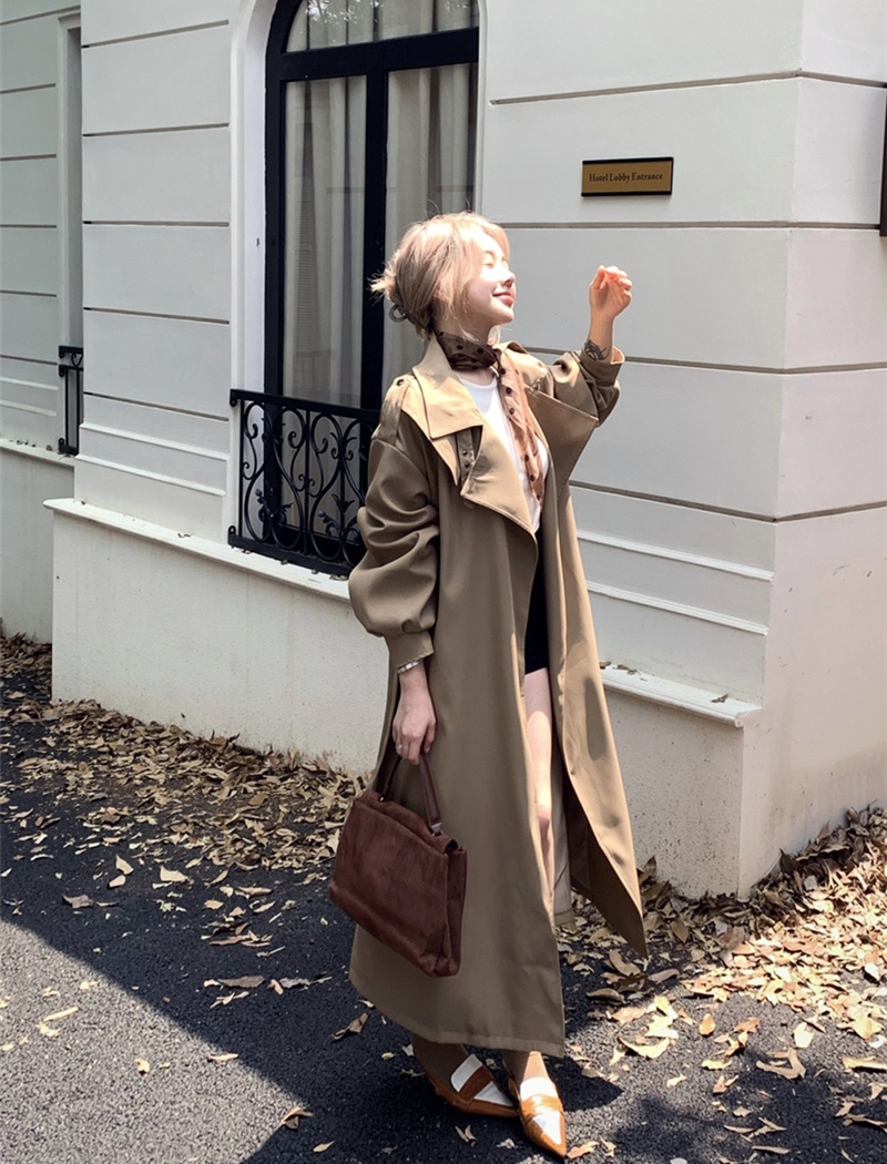 Casual exceed knee windbreaker long British style overcoat