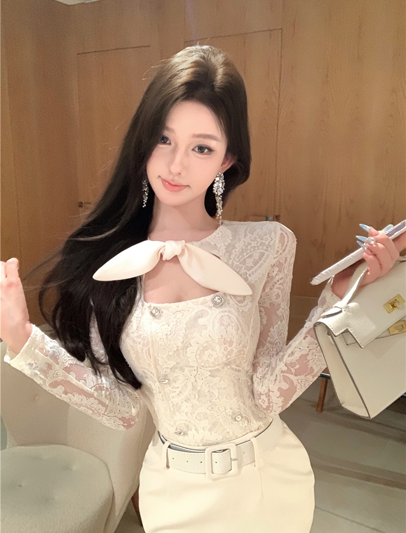 Retro tops slim one step skirt a set for women