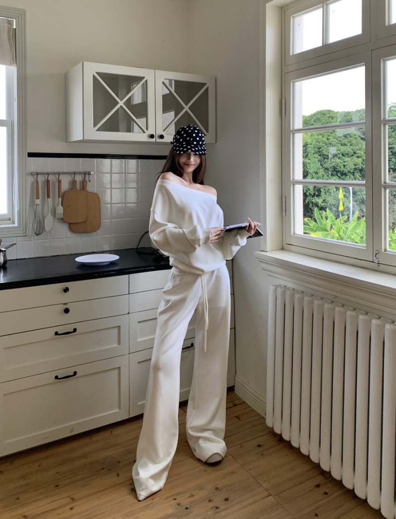 Long sleeve long pants fashion tops 2pcs set for women